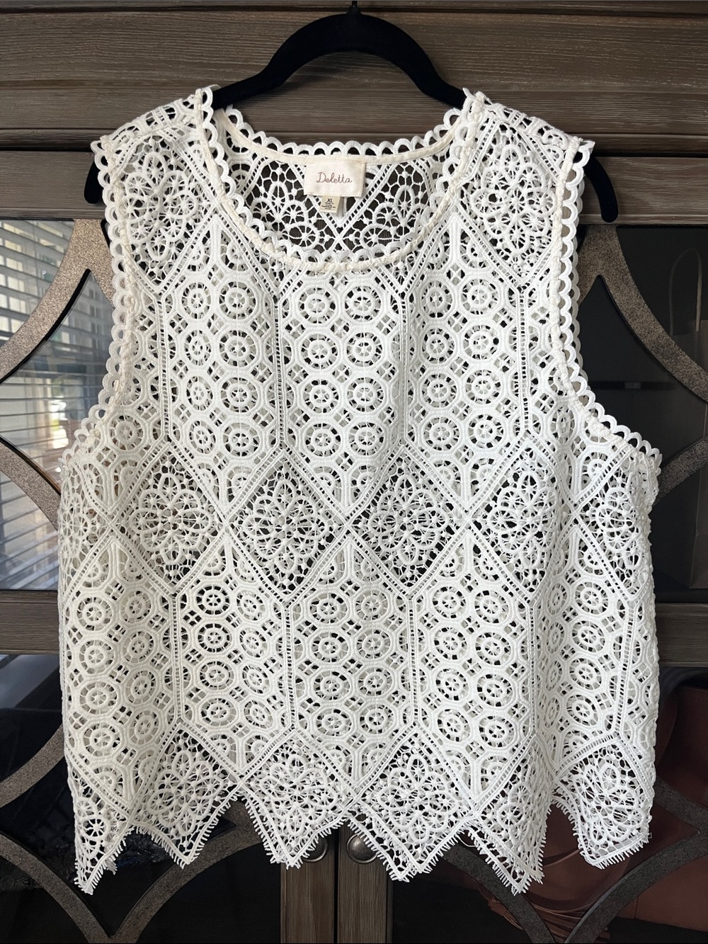 Deletta Anthropologie White Crochet Lace Tank Top